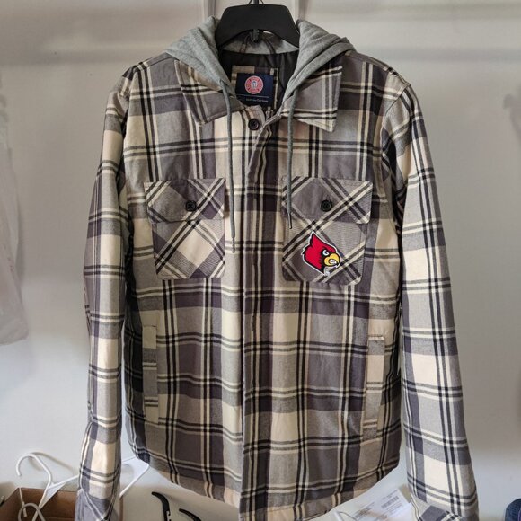 NWT GIII Sports Men University of Louisville Shirt Jacket Gray Size M $120 1D076 - Picture 1 of 5